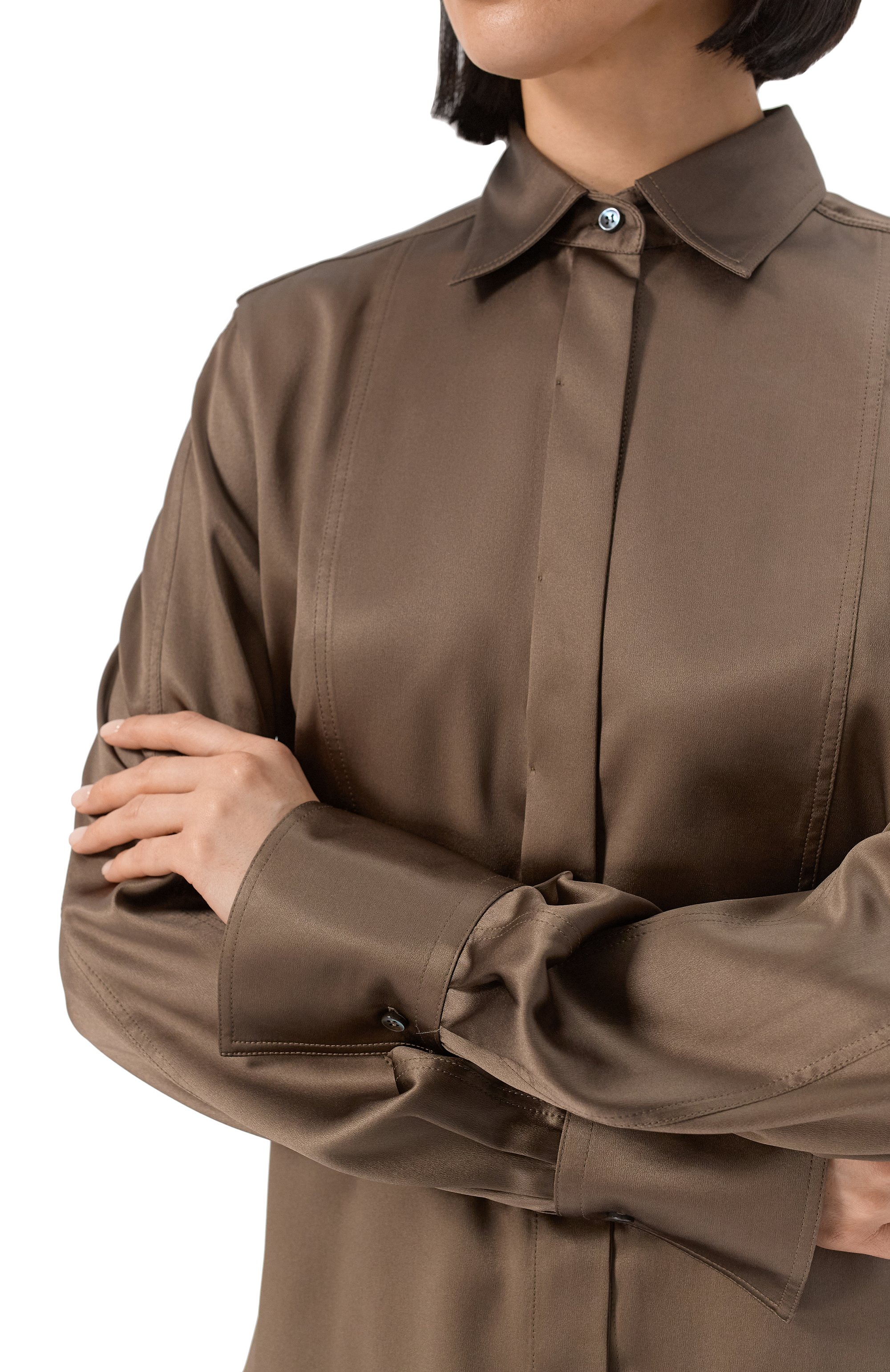 Атласная блузка BRUNELLO CUCINELLI, арт. MPC59NR516, фото 5