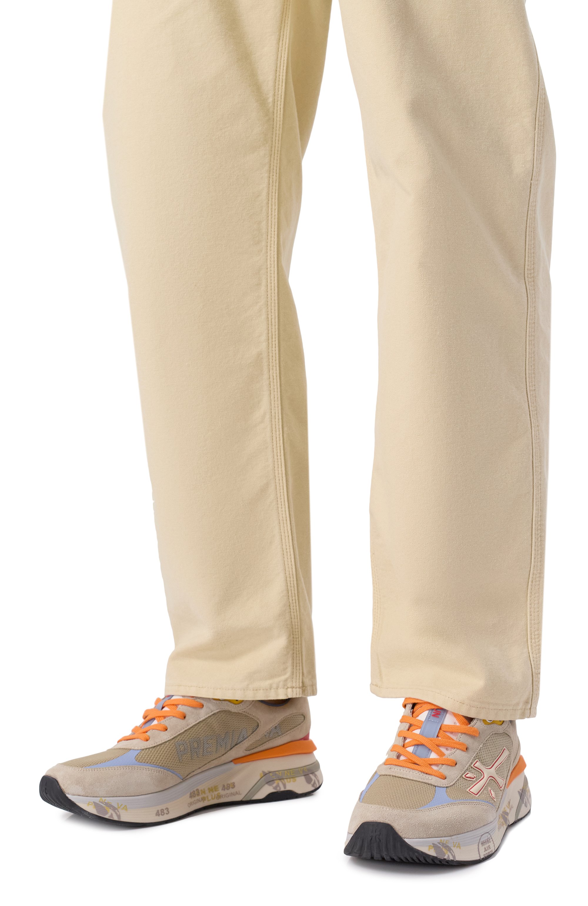 Комбинированные кроссовки moerun PREMIATA бежевого цвета по цене 32000 руб., арт. M0ERUN, фото 3 Комбинированные кроссовки moerun PREMIATA, арт. M0ERUN, фото 3