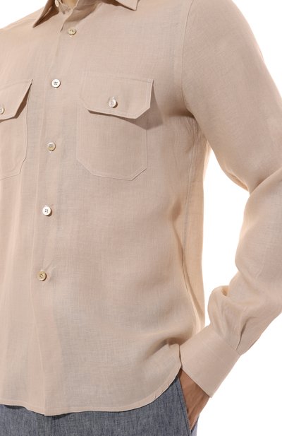 Льняная рубашка KITON бежевого цвета по цене 69950 руб., арт. UCWMH0928605, фото 5 Льняная рубашка KITON, арт. UCWMH0928605, фото 5