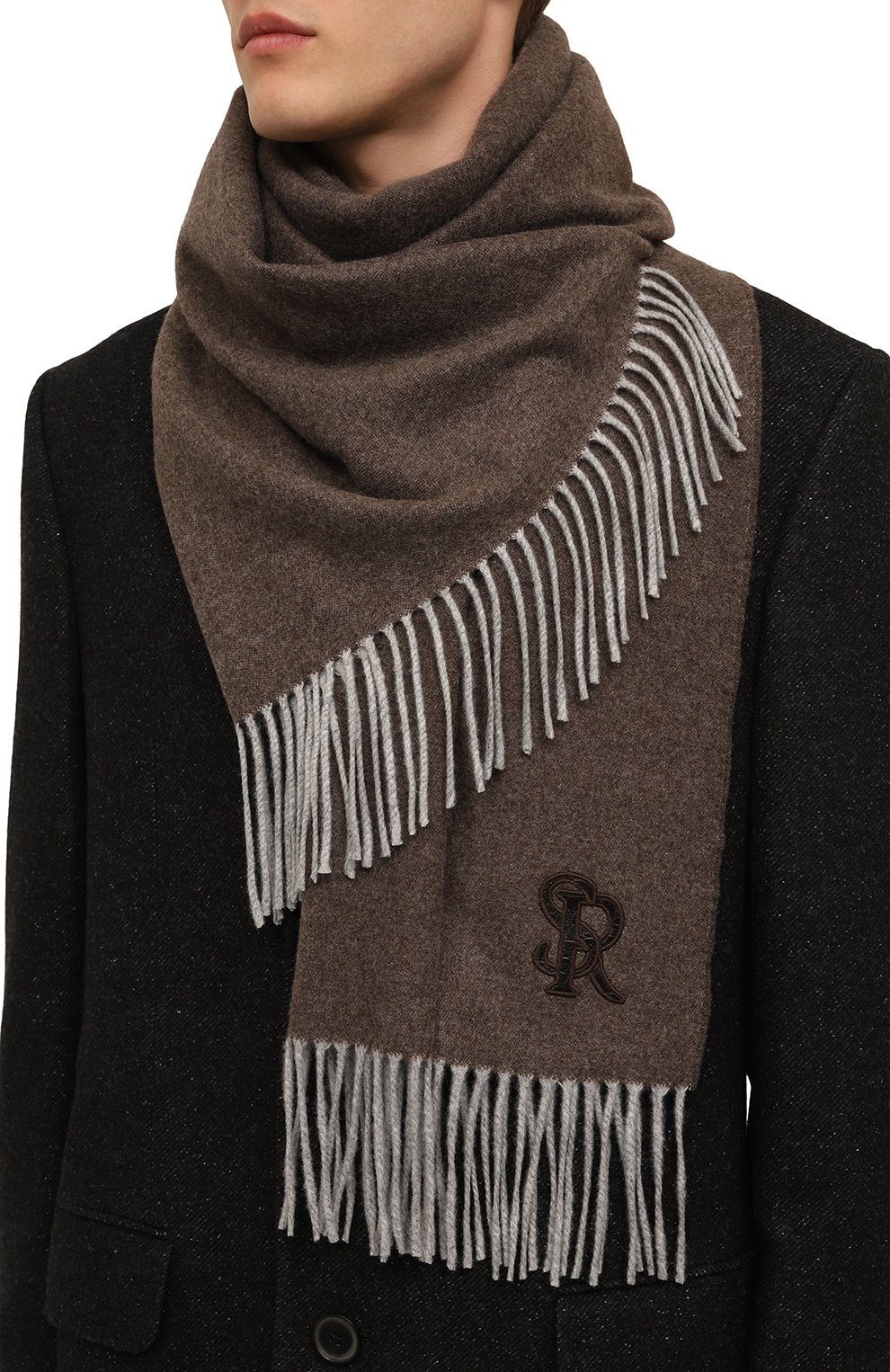 Кашемировый шарф с отделкой из кожи крокодила STEFANO RICCI, арт. MWA0300030/6853, фото 2