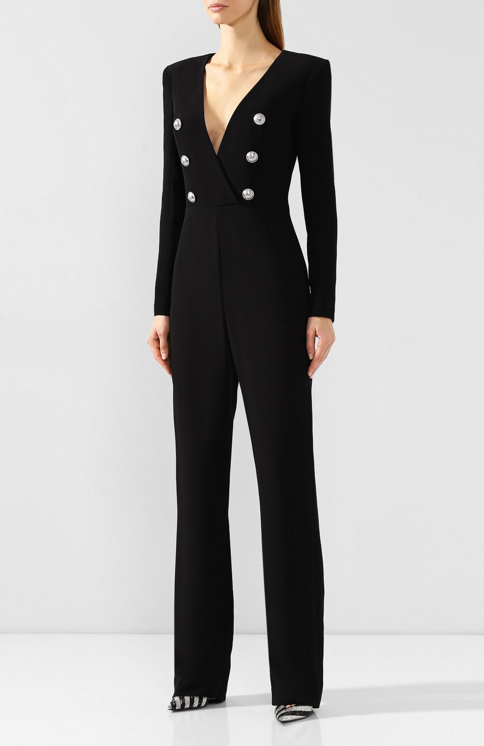 Комбинезон из вискозы BALMAIN черного цвета по цене 322000 руб., арт. SF25431/V074, фото 3 Комбинезон из вискозы BALMAIN, арт. SF25431/V074, фото 3
