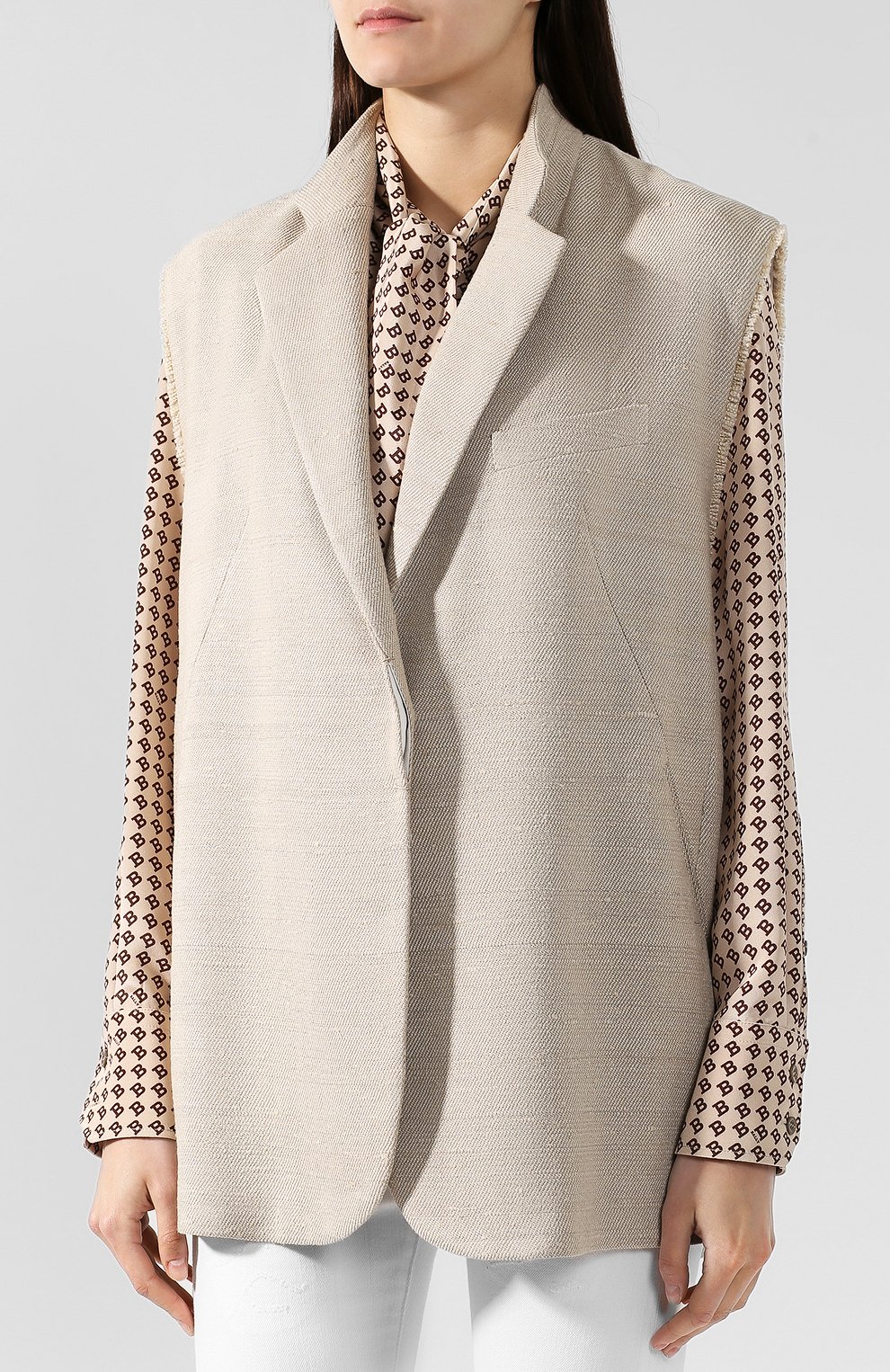Жилет из смеси шелка и льна на пуговице KITON, арт. D45538K09P8001000, фото 3
