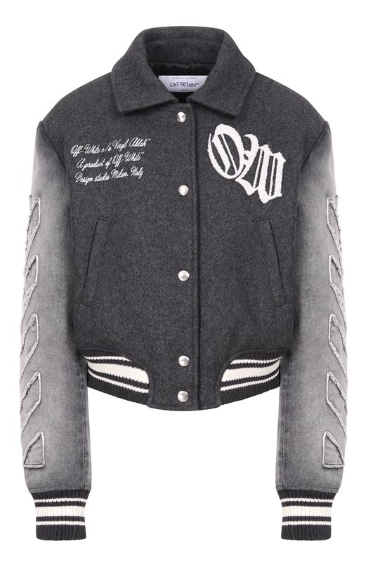 Комбинированный бомбер Off-White 0WEK00MF25DEN001 Серый 0WEK00MF25DEN001