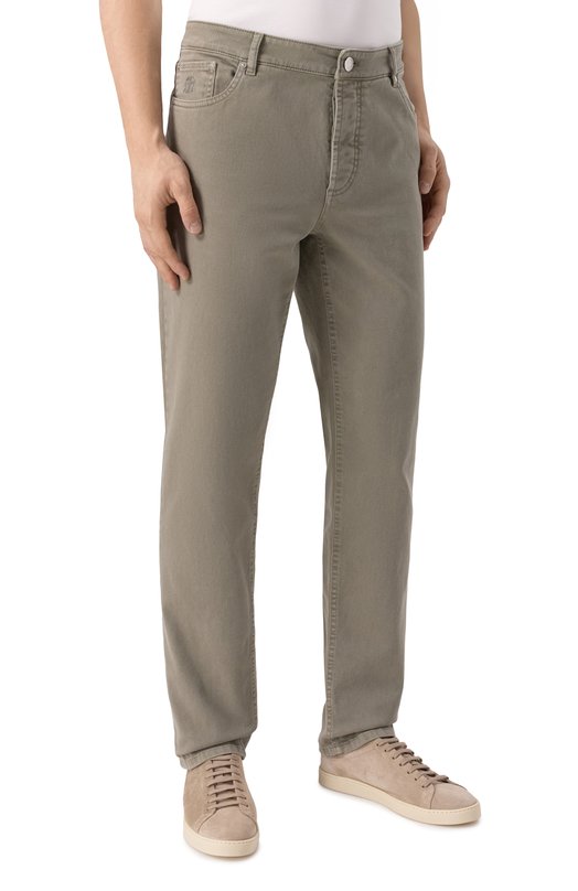 Джинсы Traditional Fit Brunello Cucinelli M277UD3210 Хаки  M277UD3210 Фото 3