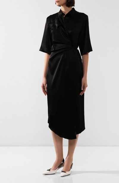 Платье с запахом NANUSHKA черного цвета по цене 71650 руб., арт. LAIS_BLACK_SLIP SATIN, фото 3 Платье с запахом NANUSHKA, арт. LAIS_BLACK_SLIP SATIN, фото 3