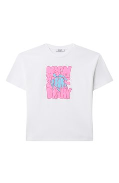 Детская хлопковая футболка MSGM KIDS белого цвета, арт. S5MSJGTH243 | Фото 1 (Рукава: Короткие; Материал сплава: Проставлено; Драгоценные камни: Проставлено; Девочки Кросс-КТ: Футболка-спорт, футболка-одежда; Материал внешний: Хлопок; Ростовка одежда: 6 лет | 116 см, 10 - 11 лет | 140 - 146см, 8 лет | 128 см, 12 лет | 152 см, 16 лет | 164 см)