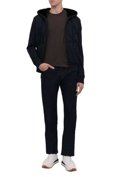 Комбинированная толстовка MONCLER темно-синего цвета по цене 121000 руб., арт. G2-091-8G000-13-899G9, фото 2 Комбинированная толстовка MONCLER, арт. G2-091-8G000-13-899G9, фото 2