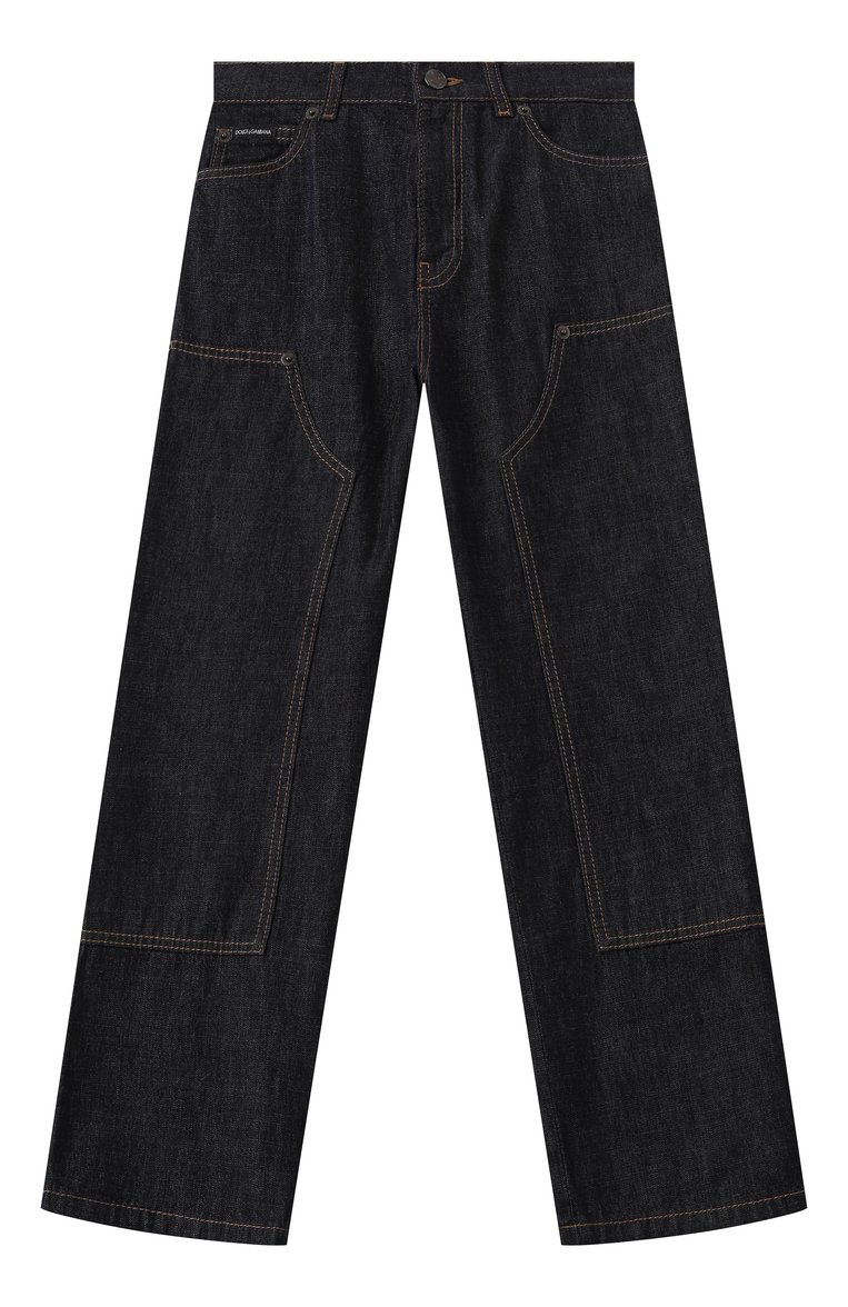 Детские джинсы DOLCE & GABBANA темно-синего цвета, арт. L42F82/LDD12/8-14 | Фото 1 (Нос: Не проставлено; Детали: Однотонный; Материал внешний: Хлопок; Автоматизация состава: Проставлено; Ростовка одежда: 13 - 15 лет | 158 см, 16 лет | 164 см, 8 лет | 128 см, 10 - 11 лет | 140 - 146см)