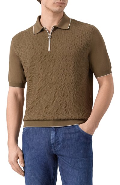 Шелковое поло STEFANO RICCI хаки цвета по цене 206500 руб., арт. K616452P31/F26117, фото 3 Шелковое поло STEFANO RICCI, арт. K616452P31/F26117, фото 3