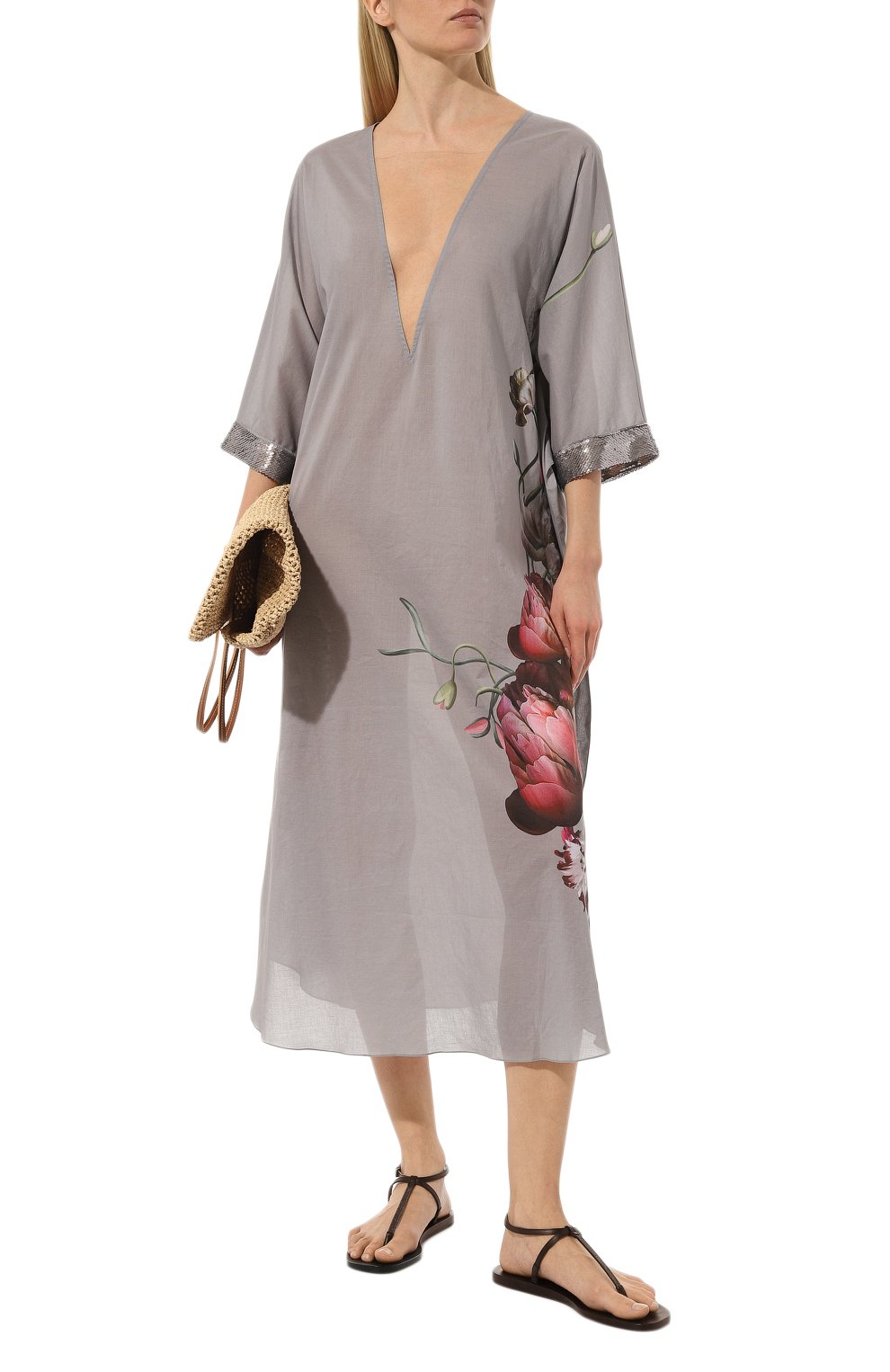 Хлопковая туника YANINA серого цвета по цене 73600 руб., арт. 0-2500, фото 2 Хлопковая туника YANINA, арт. 0-2500, фото 2