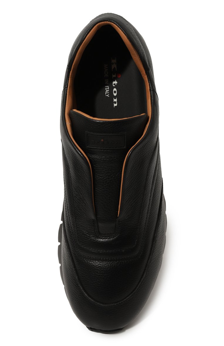 Мужские кожаные кроссовки KITON черного цвета, арт. USSA107N0109803 | Фото 6 (Региональные ограничения белый список (Axapta Mercury): Не проставлено; Нос: Не проставлено; Стили: Классический; Материал утеплителя: Без утеплителя; Материал внешний: Натуральная кожа; Материал внутренний: Натуральная кожа; Подошва: Плоская; Кросс-КТ: Низкие)