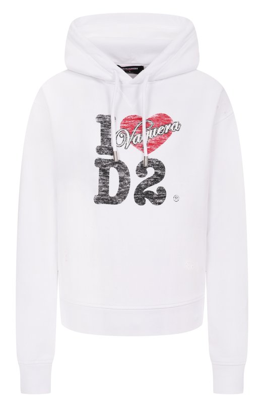 Хлопковое худи Dsquared2 S72GU0504/S25516 Белый S72GU0504/S25516