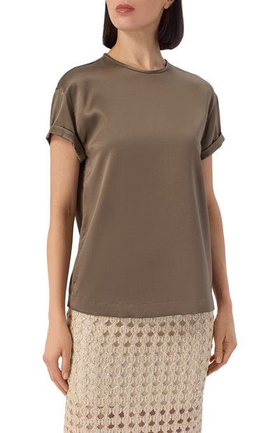 Атласный топ BRUNELLO CUCINELLI, арт. MPC59DE310, фото 3