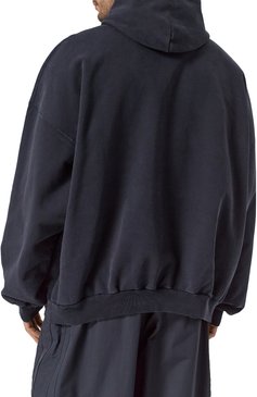 Мужской хлопковое худи BALENCIAGA черного цвета, арт. 803265/TRVS9 | Фото 4 (Длина (для топов): Стандартные; Материал сплава: Проставлено; Драгоценные камни: Проставлено; Материал внешний: Хлопок; Рукава: Длинные; Мужское Кросс-КТ: Худи-одежда; Принт: С принтом; Стили: Спорт-шик)