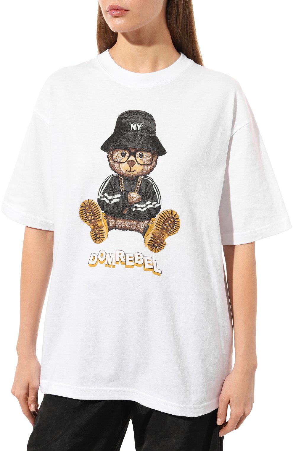 Хлопковая футболка DOMREBEL белого цвета по цене 15400 руб., арт. NY BEAR/T-SHIRT, фото 3 Хлопковая футболка DOMREBEL, арт. NY BEAR/T-SHIRT, фото 3