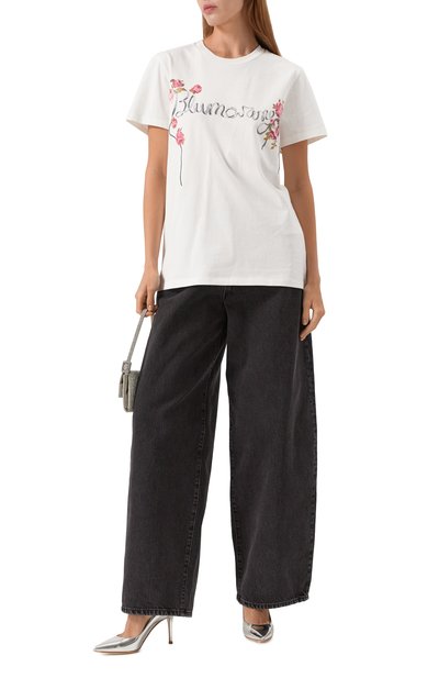 Хлопковая футболка BLUMARINE белого цвета по цене 48600 руб., арт. P522T094A, фото 2 Хлопковая футболка BLUMARINE, арт. P522T094A, фото 2