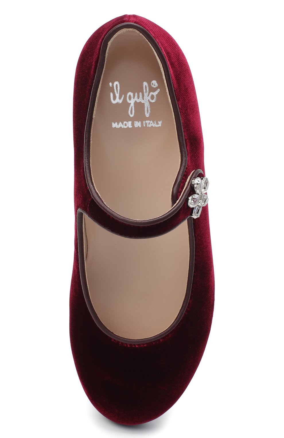 Бархатные балетки IL GUFO бордового цвета по цене 23300 руб., арт. G285/VELLUT0 ACC0PP/31-34, фото 4 Бархатные балетки IL GUFO, арт. G285/VELLUT0 ACC0PP/31-34, фото 4
