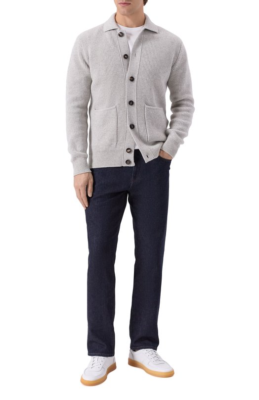 Кардиган из шерсти и кашемира Andrea Campagna CA3MLT/WC7P Серый  CA3MLT/WC7P Фото 2