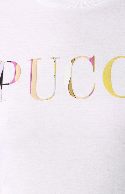 Хлопковая футболка EMILIO PUCCI белого цвета по цене 23600 руб., арт. 9EJP73/9E986, фото 5 Хлопковая футболка EMILIO PUCCI, арт. 9EJP73/9E986, фото 5