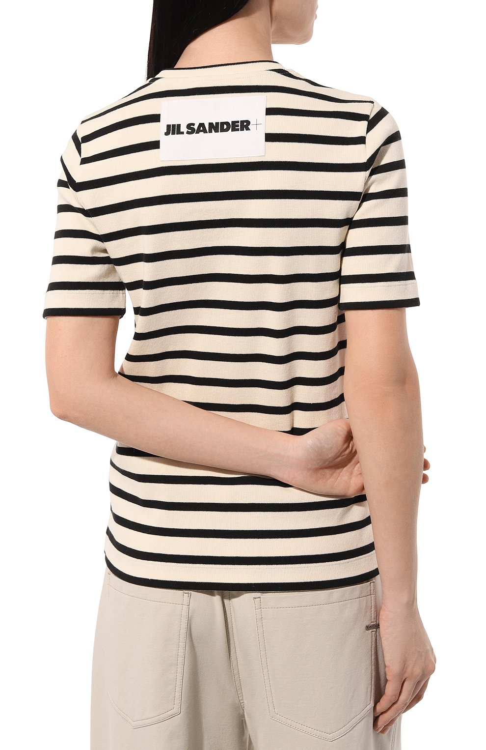 Хлопковая футболка JIL SANDER черно-белого цвета по цене 38900 руб., арт. J40GC0111/J46497, фото 4 Хлопковая футболка JIL SANDER, арт. J40GC0111/J46497, фото 4