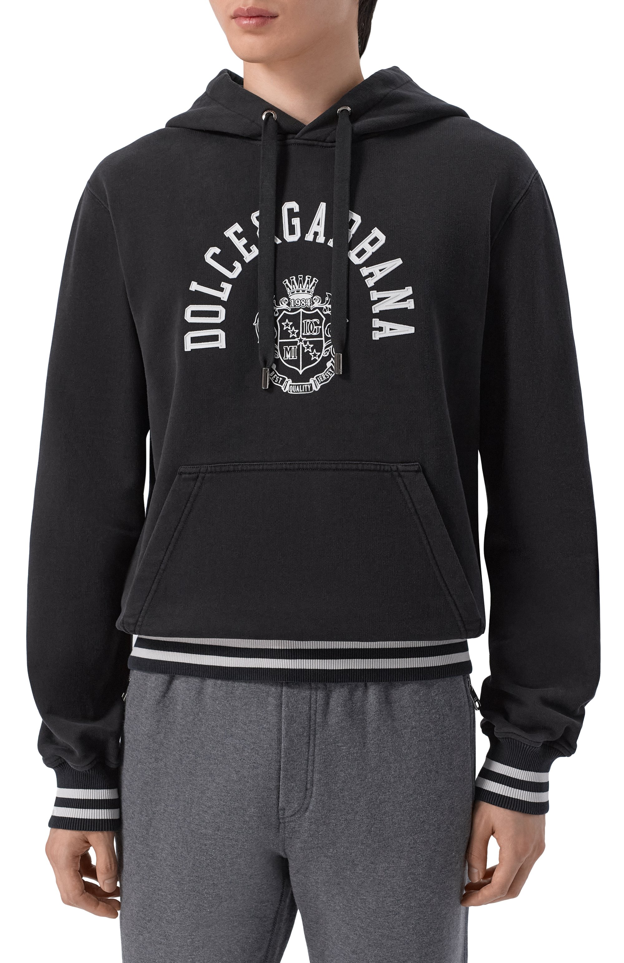 Хлопковое худи DOLCE & GABBANA черного цвета по цене 125500 руб., арт. G9BGPT/G7P0T, фото 3 Хлопковое худи DOLCE & GABBANA, арт. G9BGPT/G7P0T, фото 3