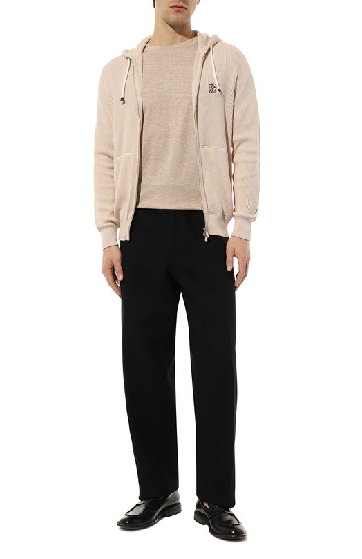 Футболка изо льна и хлопка Brunello Cucinelli MW8351308 Бежевый  MW8351308 Фото 2