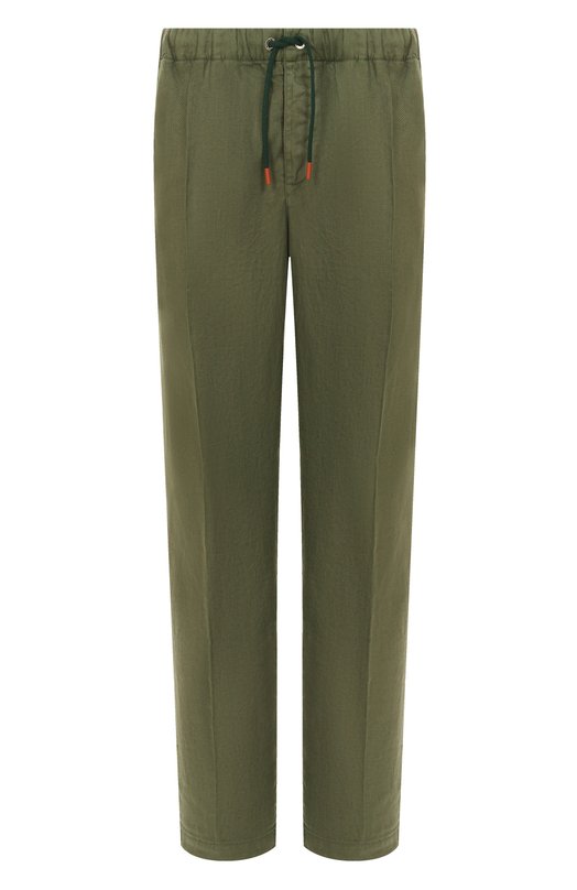 Брюки изо льна и хлопка Kiton UPR003LK0636F08 Хаки UPR003LK0636F08