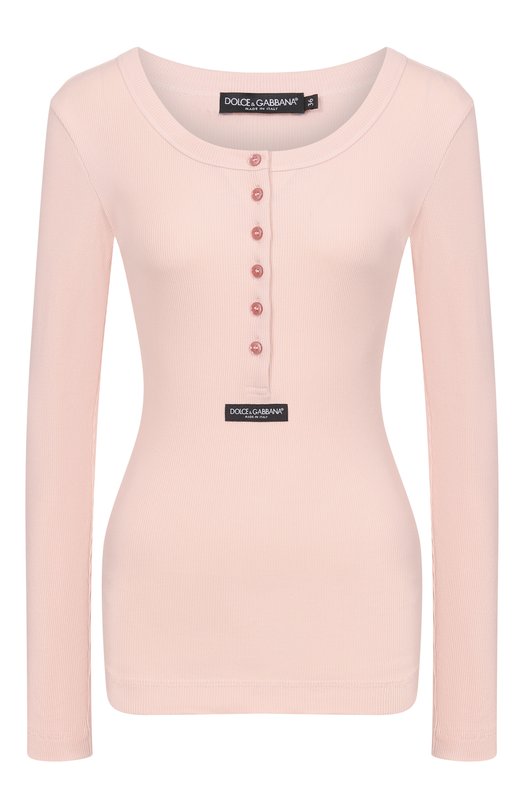 Хлопковый лонгслив-хенли Dolce & Gabbana F8W44T/FU7AV Розовый F8W44T/FU7AV
