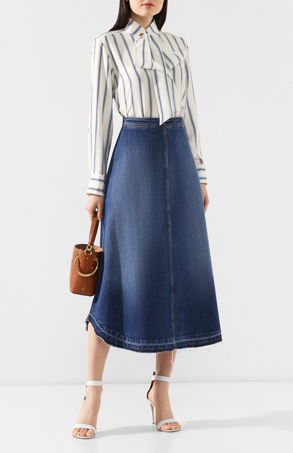 Джинсовая юбка PHILOSOPHY DI LORENZO SERAFINI синего цвета по цене 35350 руб., арт. V0105/730, фото 2 Джинсовая юбка PHILOSOPHY DI LORENZO SERAFINI, арт. V0105/730, фото 2