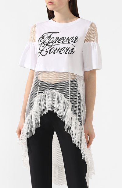 Хлопковая футболка REDVALENTINO белого цвета по цене 32150 руб., арт. RR0MJ00K/YQV, фото 3 Хлопковая футболка REDVALENTINO, арт. RR0MJ00K/YQV, фото 3