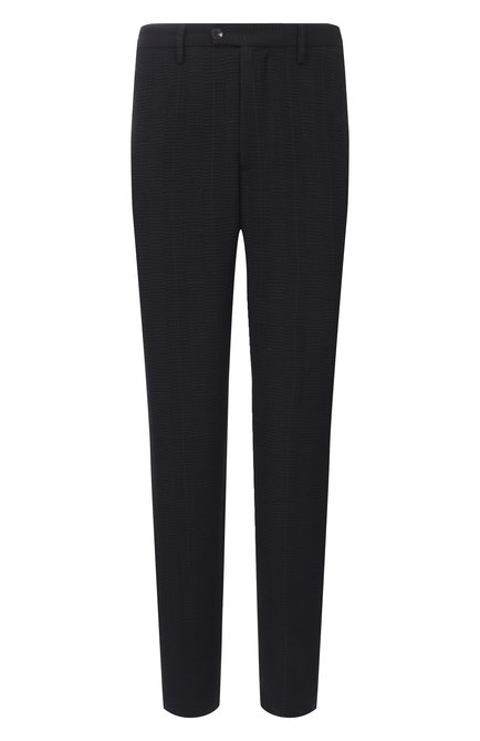 Мужские шерстяные брюки EMPORIO ARMANI черного цвета, арт. EM000158/AF14072 | Фото 1 (Материал внешний: Шерсть; Драгоценные камни: Проставлено; Длина (брюки, джинсы): Стандартные; Материал сплава: Проставлено)