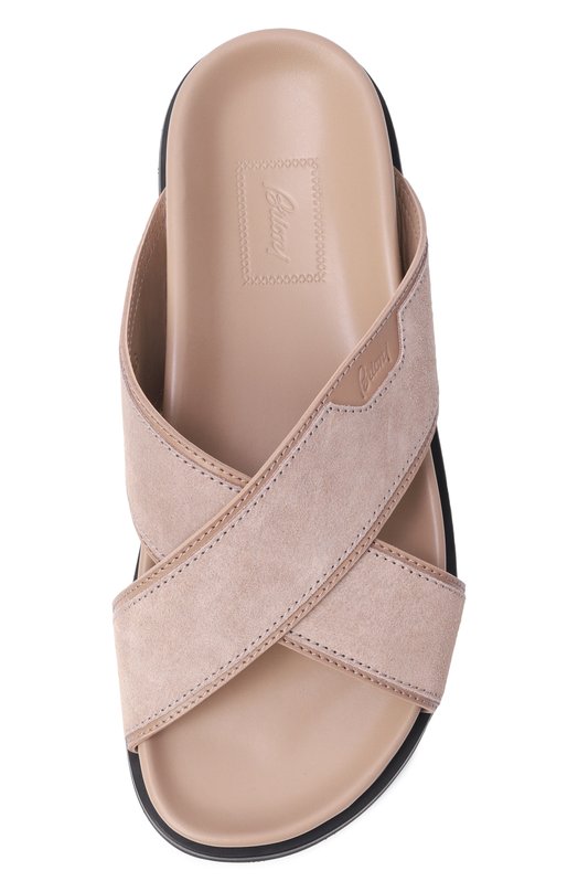 Замшевые шлепанцы Brioni QRB60L/PA701 Бежевый  QRB60L/PA701 Фото 5