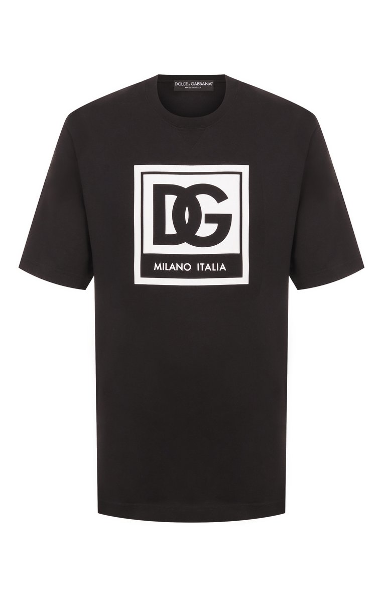 Мужская хлопковая футболка DOLCE & GABBANA черного цвета, арт. G8RZ2T/G705V | Фото 1 (Длина (для топов): Удлиненные; Материал внешний: Хлопок; Рукава: Короткие; Принт: С принтом; Стили: Кэжуэл; Мужское Кросс-КТ: Футболка-одежда; Размерность: Идёт в размер; Автоматизация ТО: Проставлено; Автоматизация состава: Проставлено; Детали: Без декора)