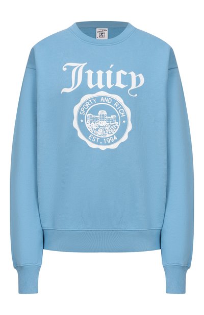 Женский хлопковый свитшот sporty &amp; rich x juicy couture SPORTY AND RICH, арт. ST098716691BL50/JUICY EMBLEM CREWNECK