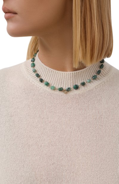 Колье HANKA_IN зеленого цвета по цене 26800 руб., арт. LEN-C0-EMER, фото 2 Колье HANKA_IN, арт. LEN-C0-EMER, фото 2