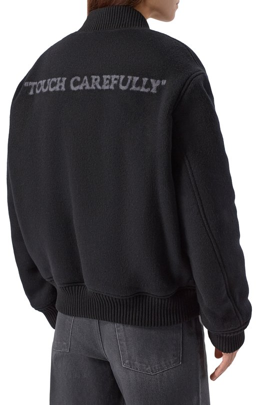 Кашемировый бомбер Off-White 0WEH031F25FAB001 Чёрный  0WEH031F25FAB001 Фото 4