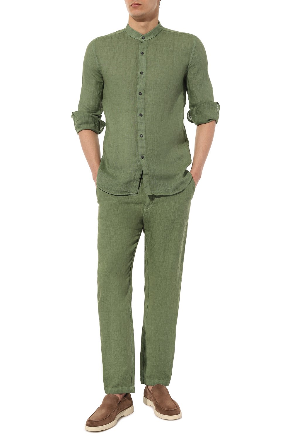 Льняная рубашка 120% LINO хаки цвета по цене 25600 руб., арт. 31ALIM1159/0000115/S00, фото 2 Льняная рубашка 120% LINO, арт. 31ALIM1159/0000115/S00, фото 2