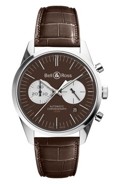 Мужские часы officer brown BELL & ROSS бесцветного цвета, арт. BRG126-BRN-ST/SCR | Фото 1 (Механизм: Автомат; Материал корпуса: Сталь; Региональные ограничения белый список (Axapta Mercury): Не проставлено; Нос: Не проставлено; Ограничения доставки: m-style)