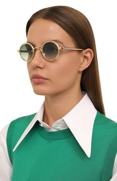 Женские солнцезащитные очки SATO EYEWEAR зеленого цвета, арт. R0TANEV-T/YG/P-1 | Фото 2 (Нос: Не проставлено; Региональные ограничения белый список (Axapta Mercury): Не проставлено; Материал: Пластик, Металл; Кросс-КТ: С/з-унисекс; Тип очков: С/з; Очки форма: Круглые; Оптика Гендер: оптика-унисекс)