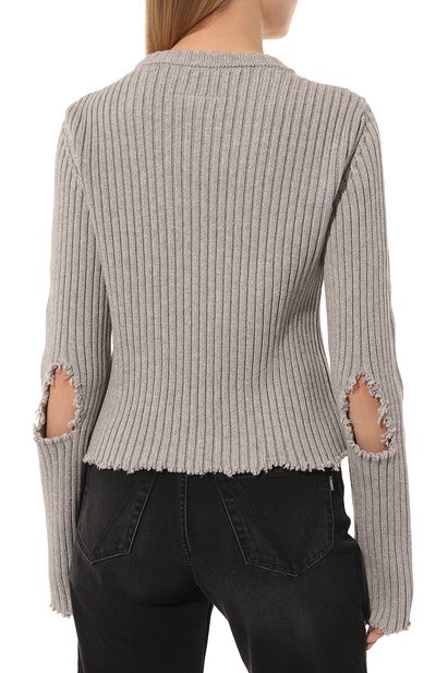 Пуловер из хлопка и шерсти MM6 серого цвета по цене 59950 руб., арт. S52GP0143/S18154, фото 4 Пуловер из хлопка и шерсти MM6, арт. S52GP0143/S18154, фото 4