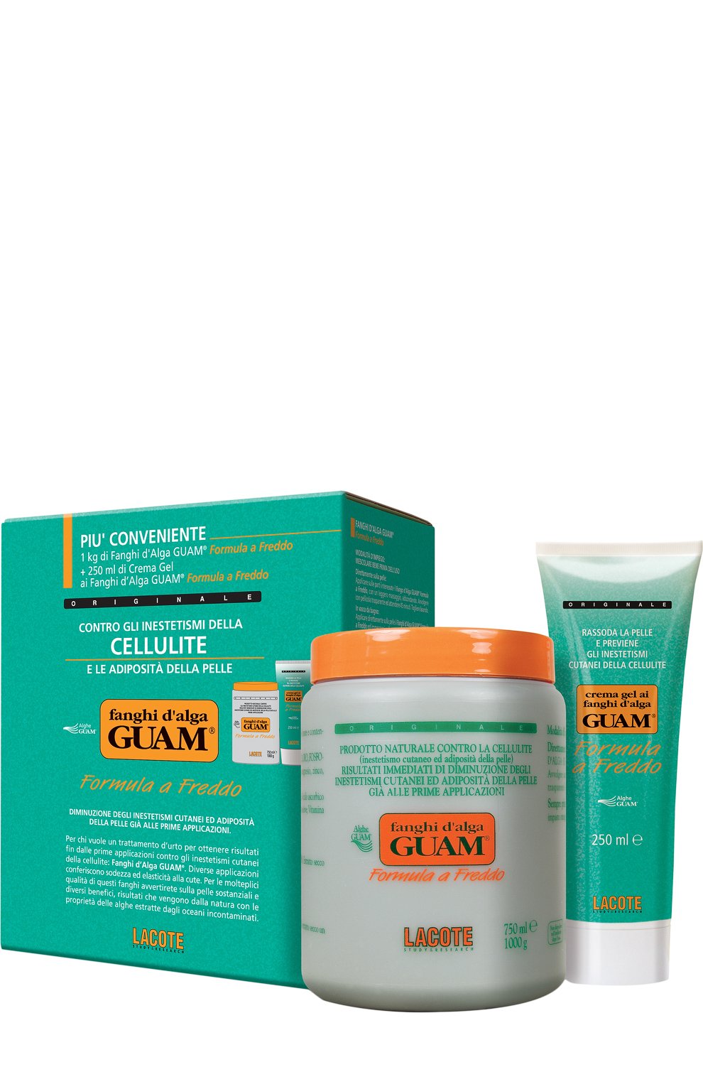 Набор fanghi d’alga: антицеллюлитная маска + гель укрепляющий GUAM бесцветного цвета по цене 11810 руб., арт. 8025021810461, фото 1 Набор fanghi d’alga: антицеллюлитная маска + гель укрепляющий GUAM, арт. 8025021810461, фото 1