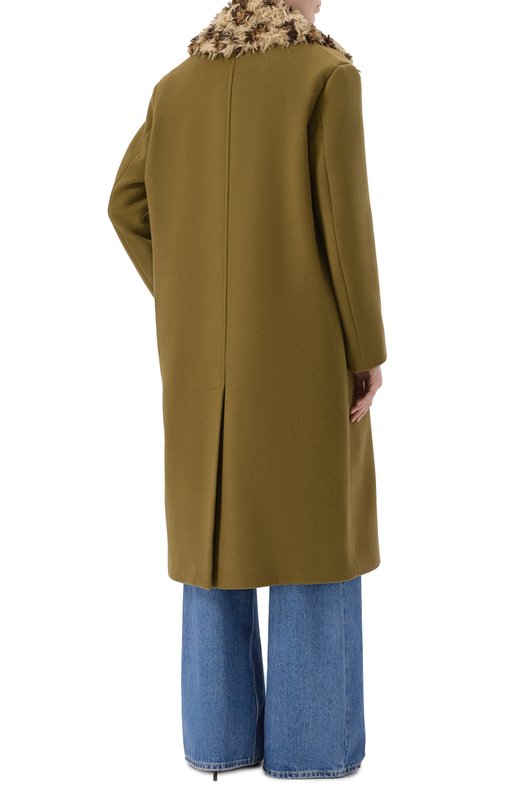 Шерстяное пальто MSGM 3941MDC15Y/257603 Хаки  3941MDC15Y/257603 Фото 4