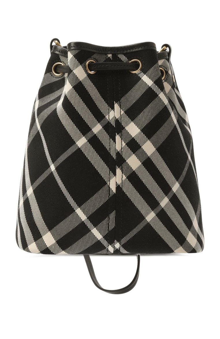 Женская сумка BURBERRY черного цвета, арт. 8095057 | Фото 6 (Материал: Текстиль; Ремень/цепочка: На ремешке; Размер: mini)