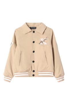 Детского утепленный бомбер KARL LAGERFELD KIDS бежевого цвета, арт. Z30568 | Фото 1 (Драгоценные камни: Проставлено; Материал сплава: Проставлено; Материал подклада: Синтетический материал; Рукава: Длинные; Кросс-КТ: Демисезон, бомбер; Материал внешний: Синтетический материал; Ростовка одежда: 7 лет | 122 см, 13 - 15 лет | 158 см, 16 лет | 164 см, 12 лет | 152 см, 9 лет | 134 см)