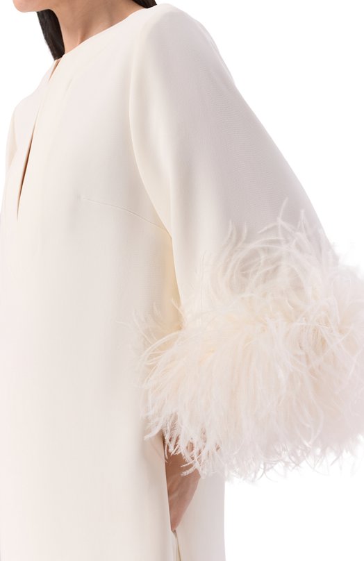 Топ с отделкой перьями Elie Saab T0292ERC26/CD023 Кремовый  T0292ERC26/CD023 Фото 5