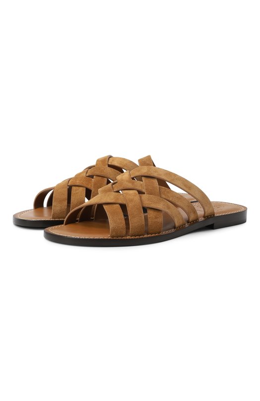 Замшевые шлепанцы Brunello Cucinelli MPUSILM326 Коричневый MPUSILM326