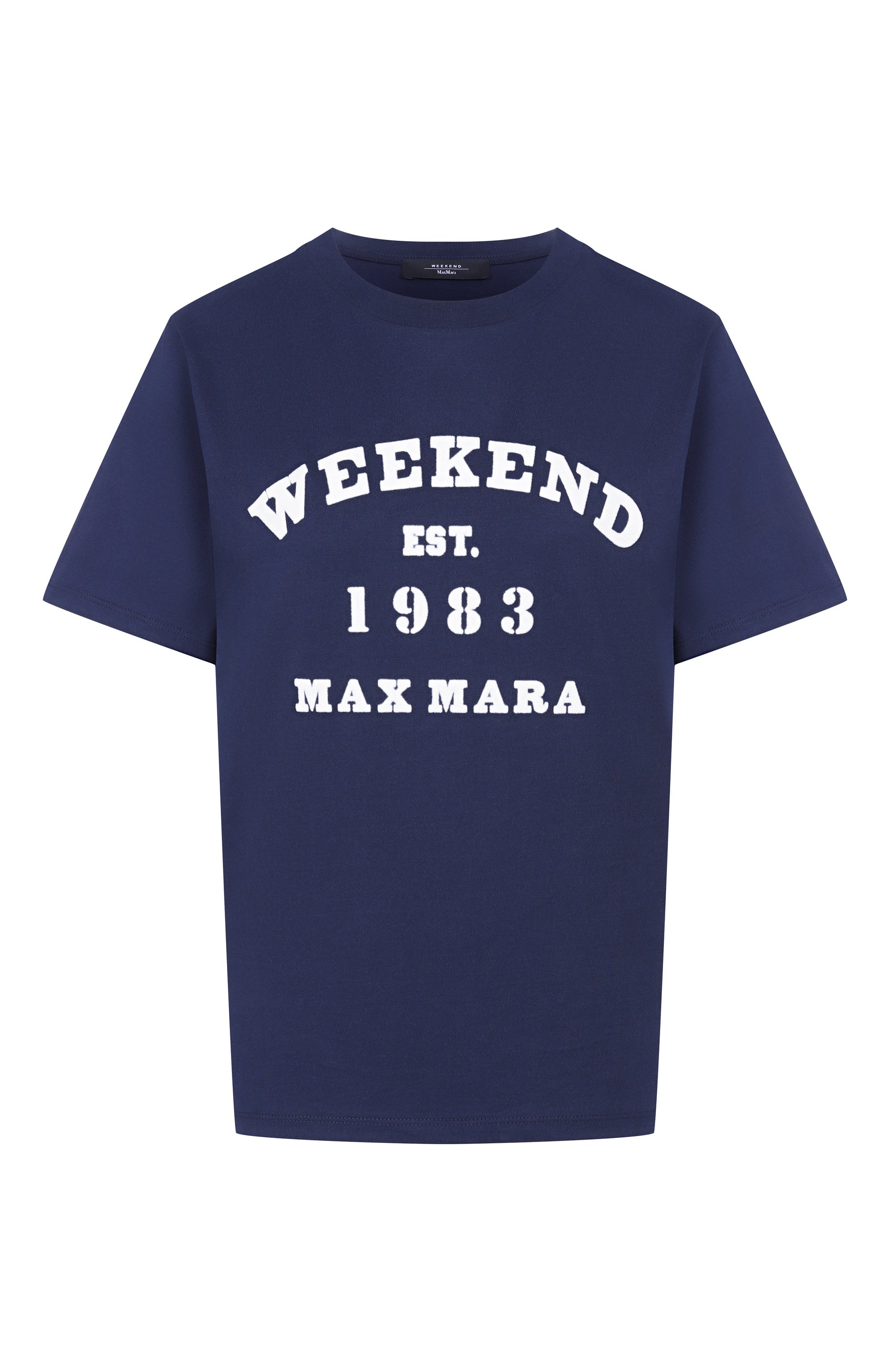 Хлопковая футболка WEEKEND MAX MARA синего цвета по цене 12700 руб., арт. TENUE, фото 1 Хлопковая футболка WEEKEND MAX MARA, арт. TENUE, фото 1