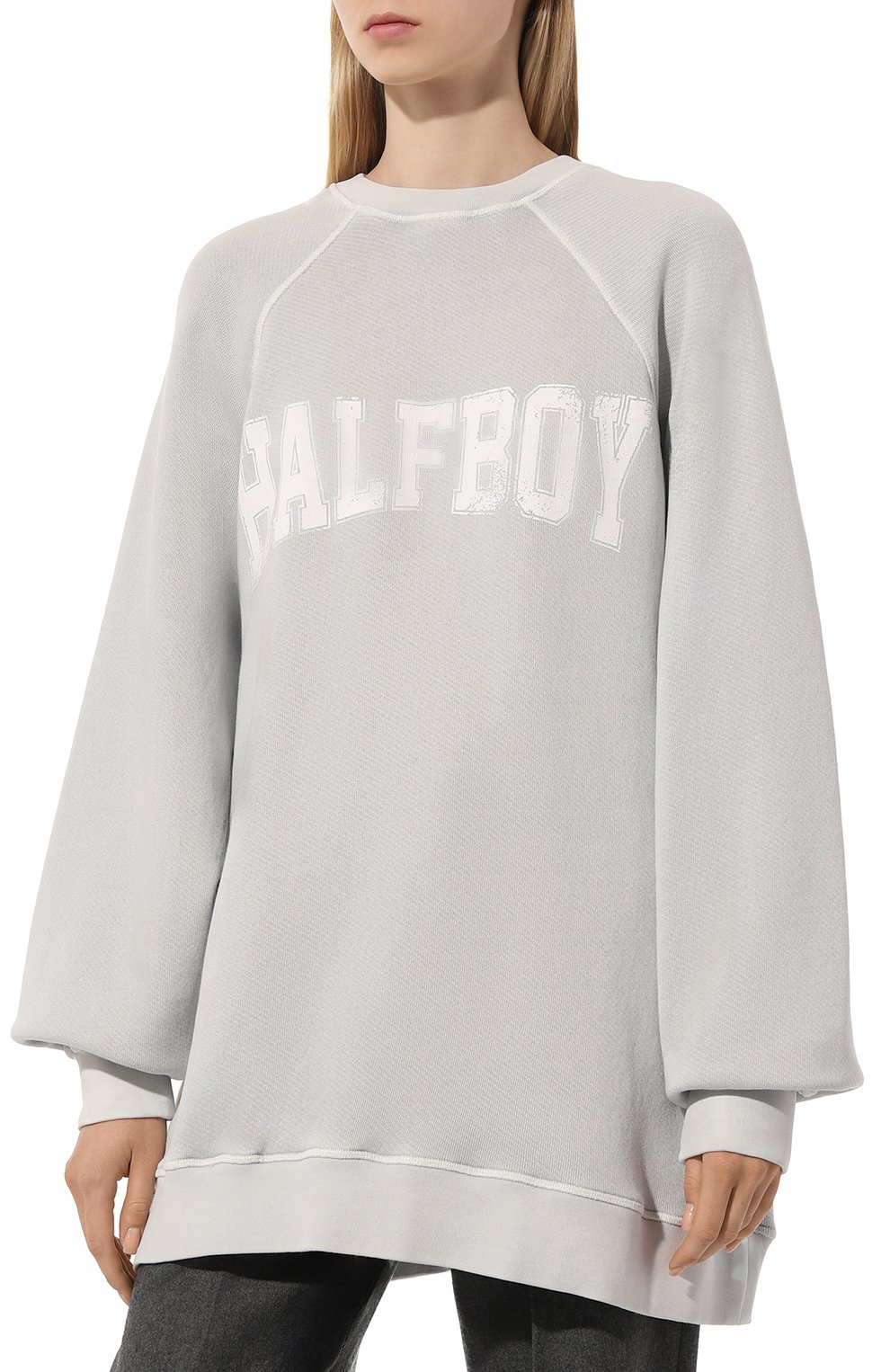 Хлопковый свитшот HALFBOY серого цвета по цене 33950 руб., арт. HSS241WFCN063, фото 3 Хлопковый свитшот HALFBOY, арт. HSS241WFCN063, фото 3