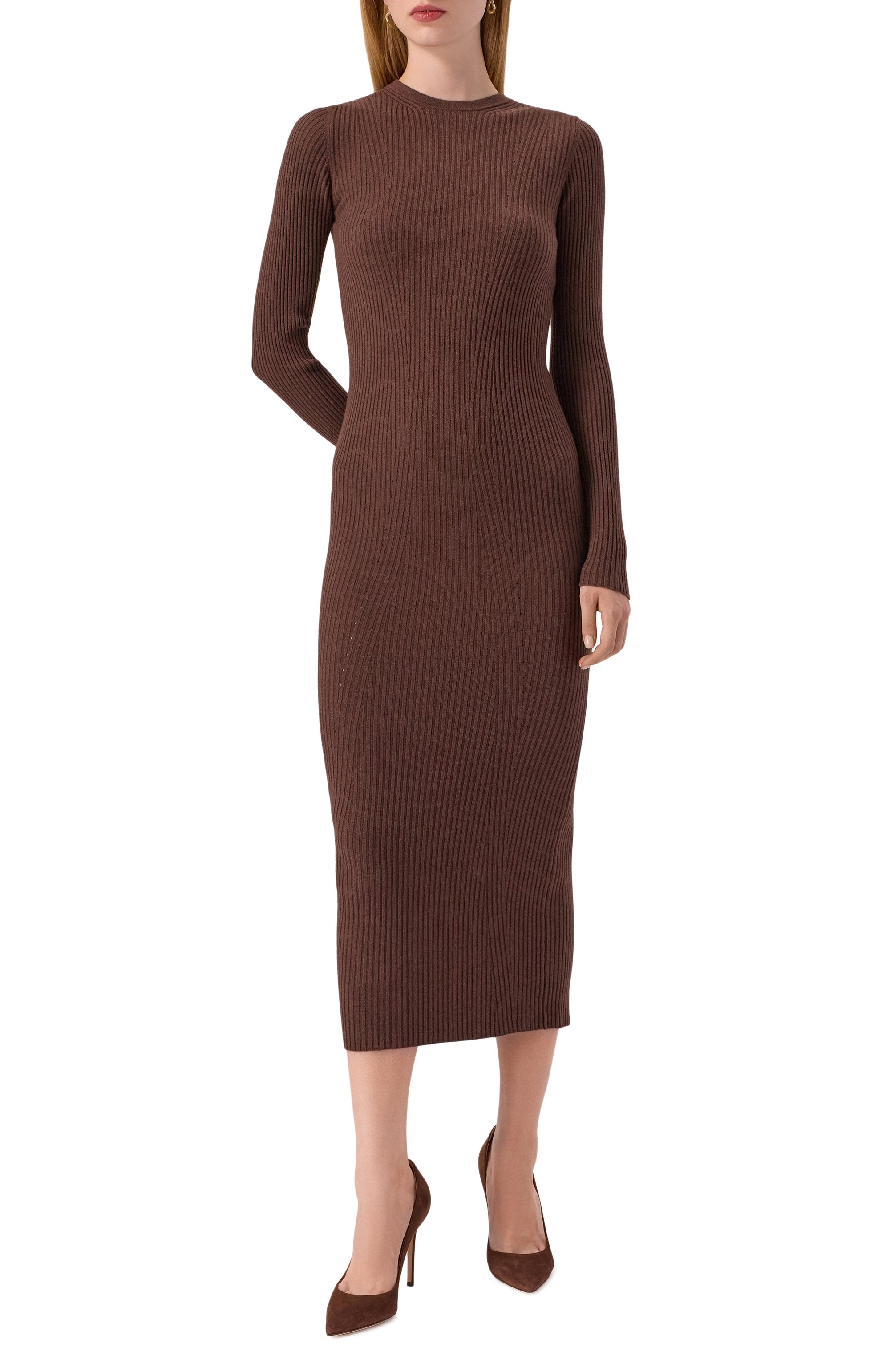 Платье PIETRO BRUNELLI коричневого цвета по цене 19950 руб., арт. AGM059/VIM038, фото 3 Платье PIETRO BRUNELLI, арт. AGM059/VIM038, фото 3