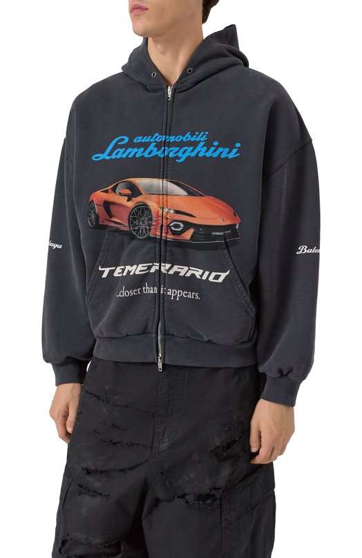 Хлопковая толстовка Balenciaga x Automobili Lamborghini Balenciaga 833399/TSVT9 Серый  833399/TSVT9 Фото 3